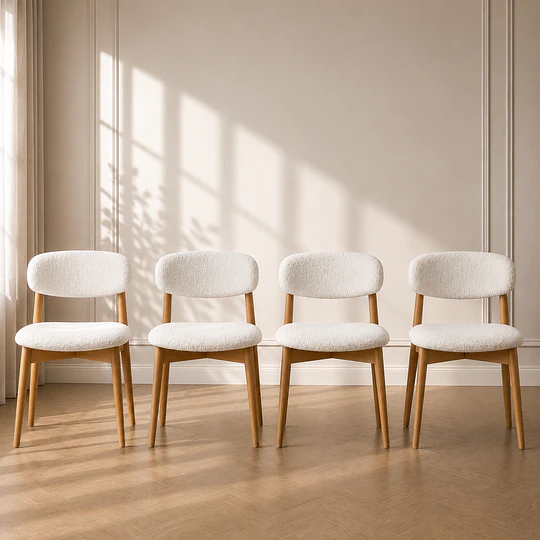 Pack 4 Silla Cloud de Boucle acolchada beige Metal-Comedor Living 