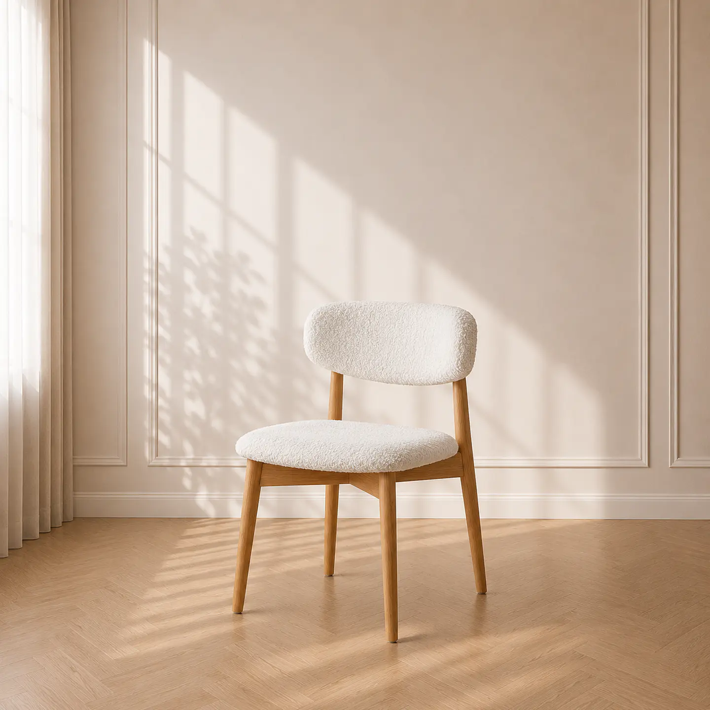  Mesa Rectangular Argo MDF con 4 Sillas Cloud Boucle acolchada Beige- comedor 2