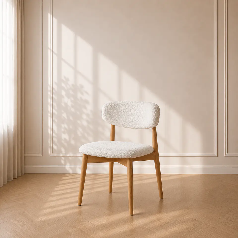 Mesa Rectangular Argo MDF con 4 Sillas Cloud Boucle acolchada Beige- comedor 2