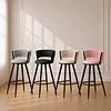 Pack 4 Taburete Bar Queen de Felpa Negro y Metal Black para Bar, Cocina y Cafetería