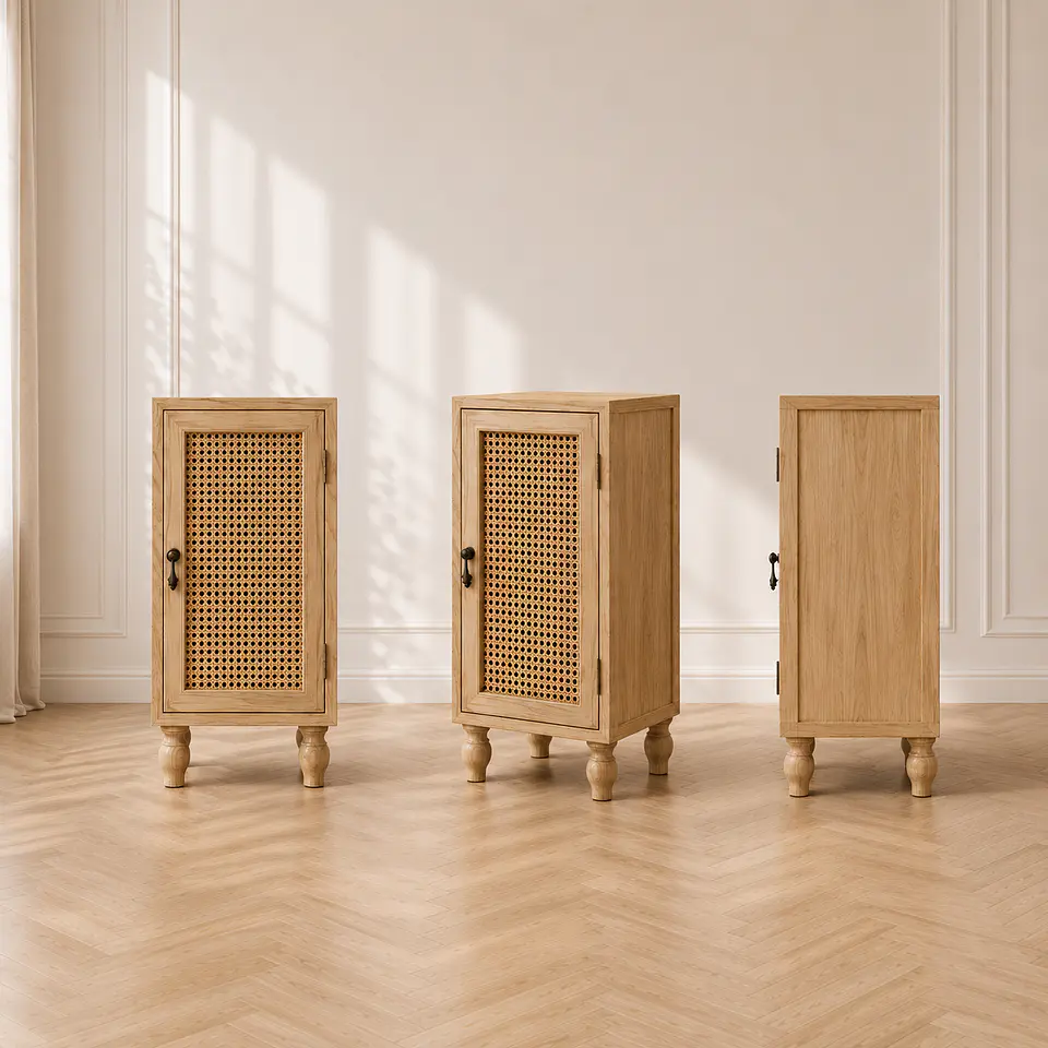 Mueble Auxiliar Madera Haya Ratán Natural Dormitorio Living Decoración 2
