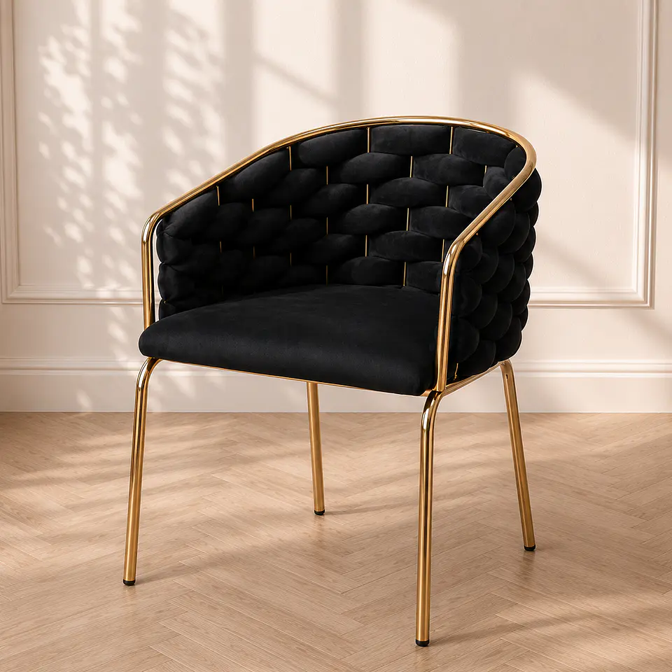 Sitial Queen Velvet Gold Negro Black Manicuri 1