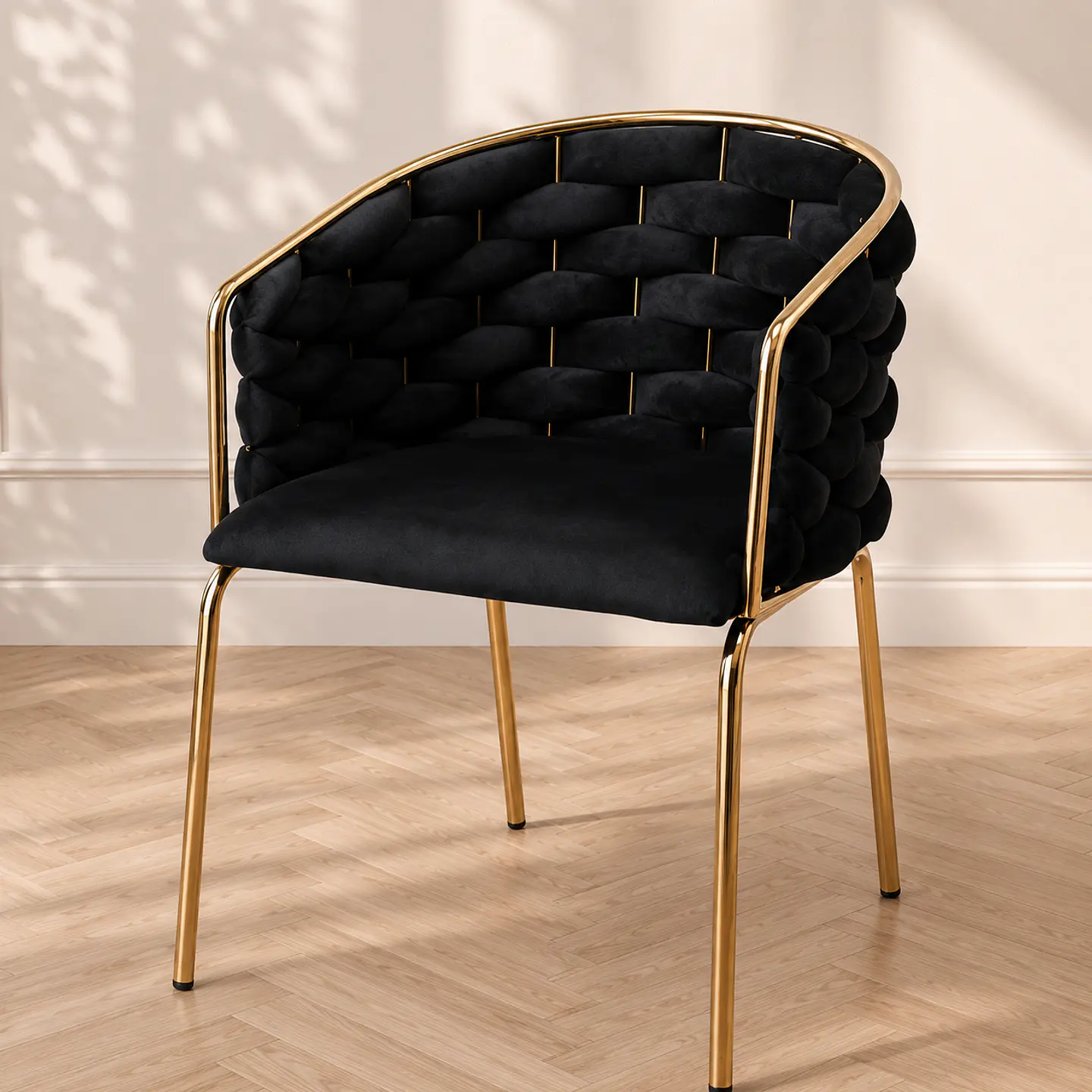 Sitial Queen Velvet Gold Negro Black Manicuri 2
