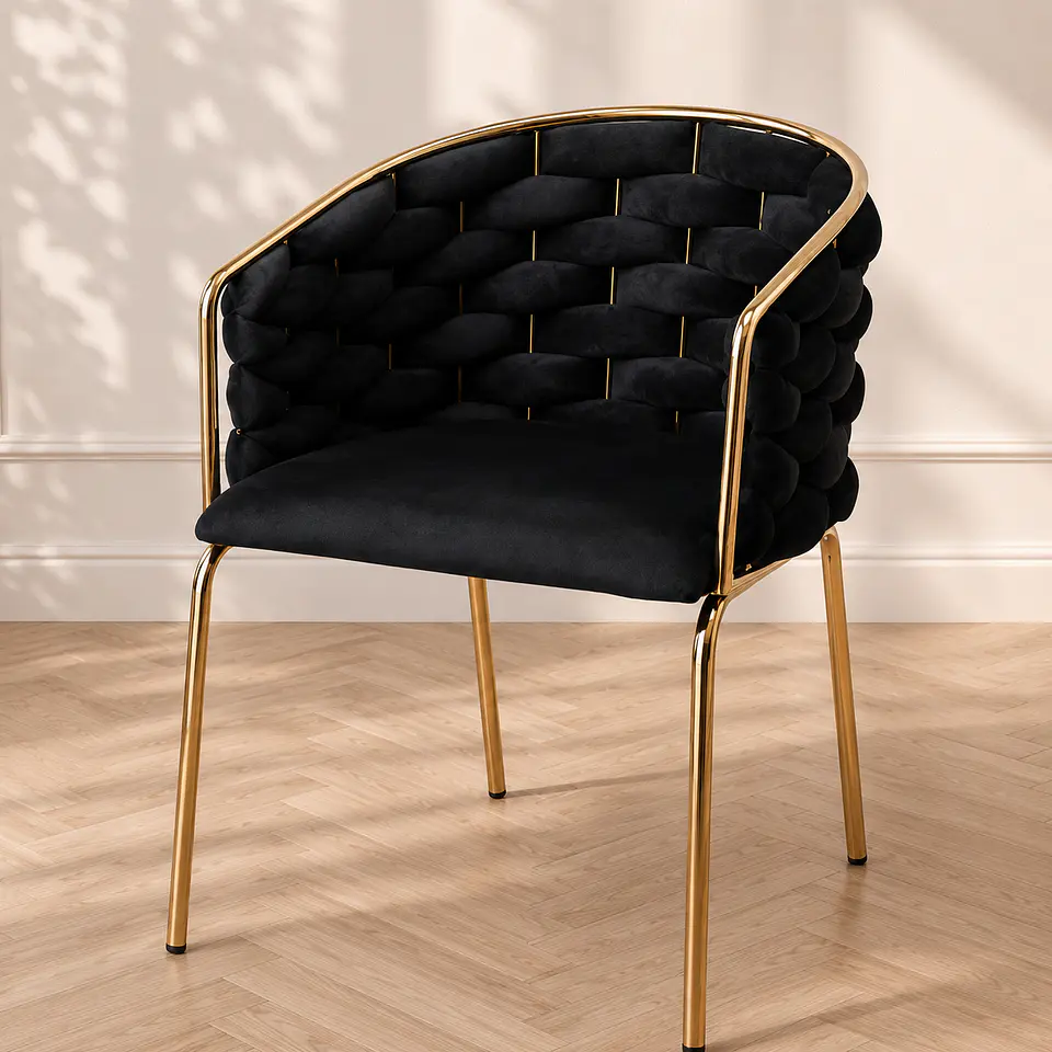 Sitial Queen Velvet Gold Negro Black Manicuri 2
