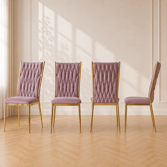 Silla King Velvet Trenzada Rosa Gold /Comedor Living Cafetería