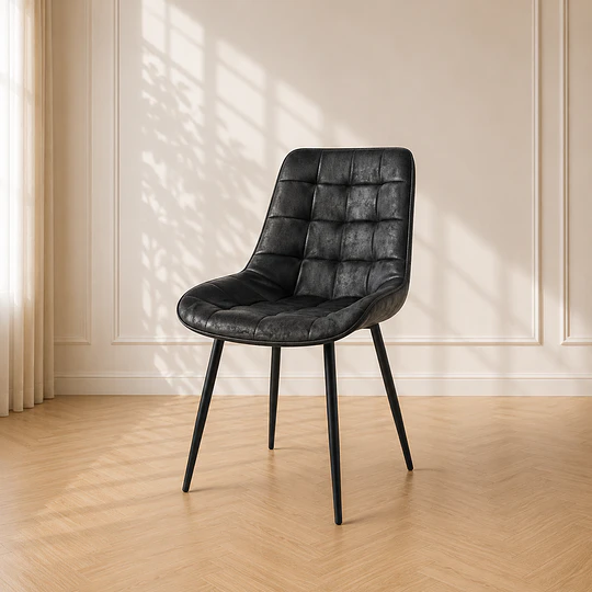 Silla Capitone Top Antique Negra Black Comedor Living Cafetería
