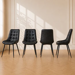 Pack 4 Silla Capitone Top Antique Negra Black Comedor Living Cafetería