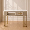 Mesa de Manicurista Beige Mármol Dorada Salón Estética