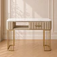 Mesa de Manicurista Beige Mármol Dorada Salón Estética - Miniatura 1