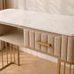 Mesa de Manicurista Beige Mármol Dorada Salón Estética - Miniatura 2
