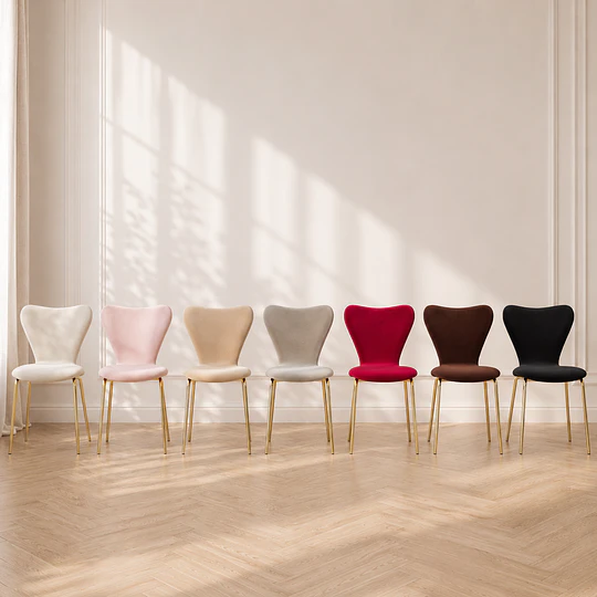 Silla Corazón Felpa Negro Gold Comedor Living Cafetería