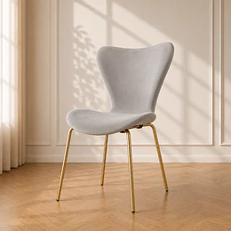 Silla Corazón Felpa Gris Gold Comedor Living Cafetería