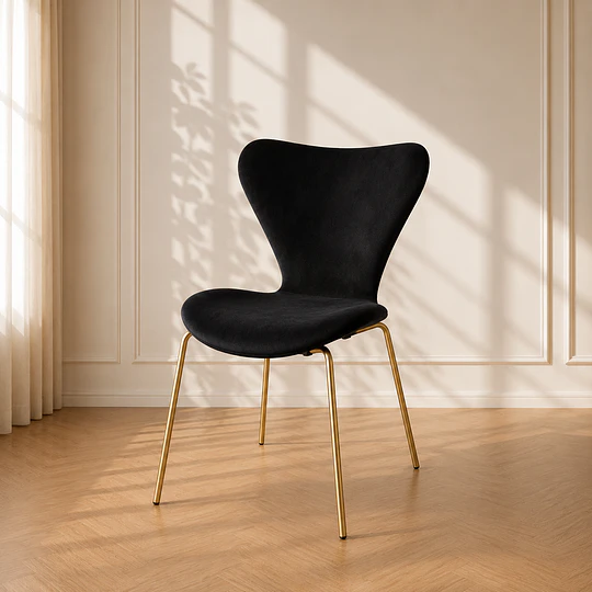 Pack 4 Silla Corazón Felpa Negro Gold Comedor Living Cafetería