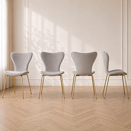 Pack 4 Silla Corazón Felpa Gris Gold Comedor Living Cafetería
