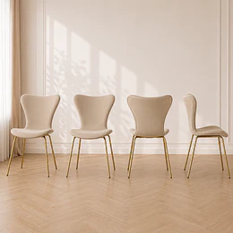Pack 4 Silla Corazón Felpa Beige Gold Comedor Living Cafetería