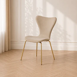 Silla Corazón Felpa Beige Gold Comedor Living Cafetería