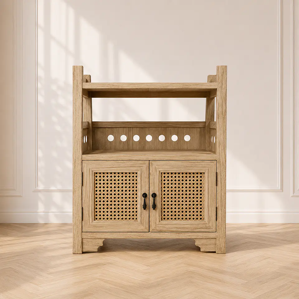 Mueble Auxiliar Siena Rattan Melamina Comedor Living Dormitorio tv 1