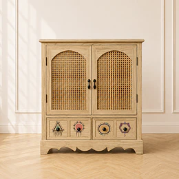 Gabinete Siena Rattan Melamina Comedor Living Dormitorio 74cm