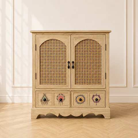 Gabinete Siena Rattan Melamina Comedor Living Dormitorio 74cm