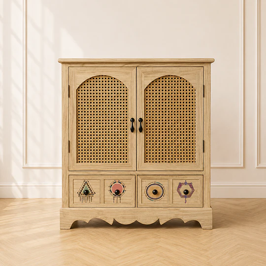 Gabinete Siena Rattan Melamina Comedor Living Dormitorio 74cm