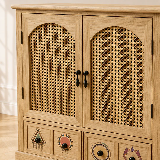 Gabinete Siena Rattan Melamina Comedor Living Dormitorio 74cm