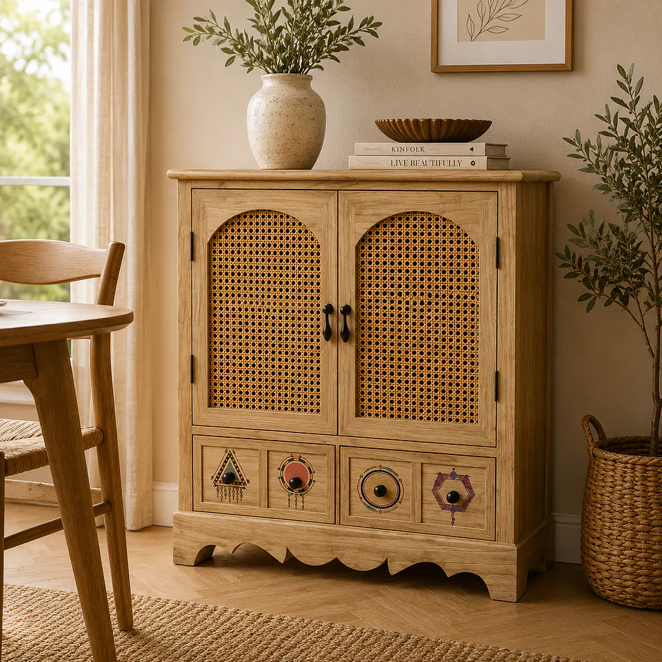 Gabinete Siena Rattan Melamina Comedor Living Dormitorio 74cm 3