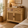 Gabinete Arrimo Siena Rattan 4 Cajones Melamina Comedor Living Dormitorio