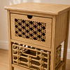 Velador Siena Rattan MDF con cesta para Dormitorio Living 
