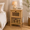 Velador Siena Rattan MDF con cesta para Dormitorio Living 