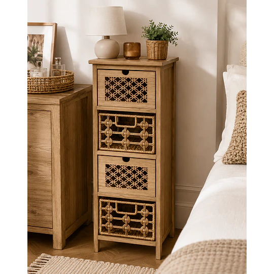Organizador Siena Rattan 4 Niveles Melamina Dormitorio Living Baño