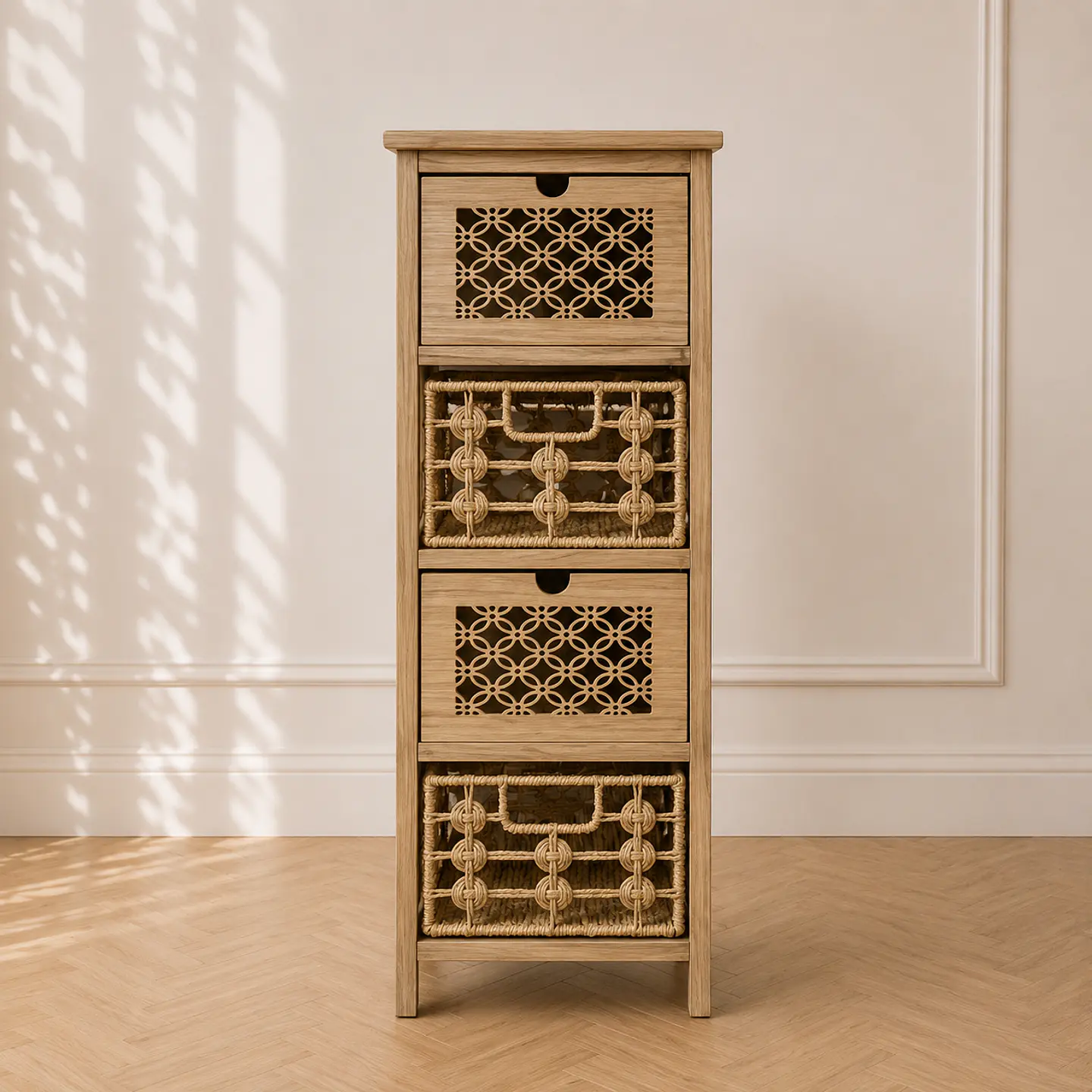 Organizador Siena Rattan 4 Niveles Melamina Dormitorio Living Baño 3