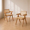 Pack 2 Silla Chandigarh Madera Rattan Comedor Living Cafetería