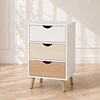 Velador Nórdico tres Cajones MDF Dormitorio Living