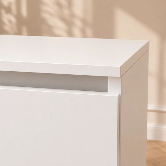 Velador Doble Cajón MDF Blanco Dormitorio Living
