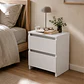 Velador Auxiliar Doble Cajón MDF Blanco Dormitorio Living - Miniatura 2