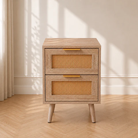 Velador 2 Cajones MDF Mesh – Estilo Moderno