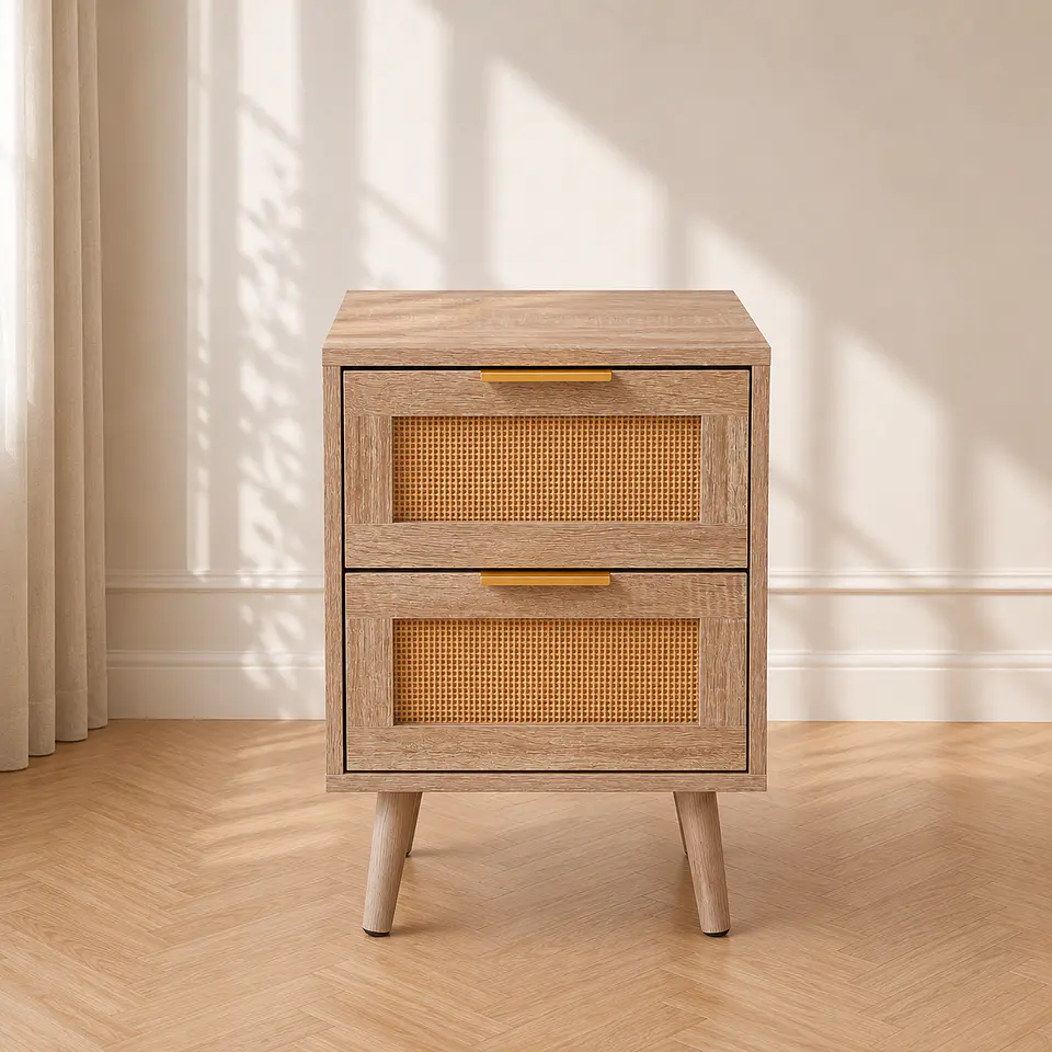 Velador 2 Cajones MDF Mesh – Estilo Moderno 1