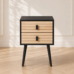 Velador Amber Black dos Cajones MDF Dormitorio Living