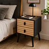 Velador Amber Black dos Cajones MDF Dormitorio Living