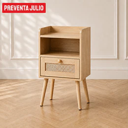 Velador Mesh Rattan MDF un cajon Dormitorio 