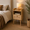 Velador Mesh Rattan MDF un cajon Dormitorio 