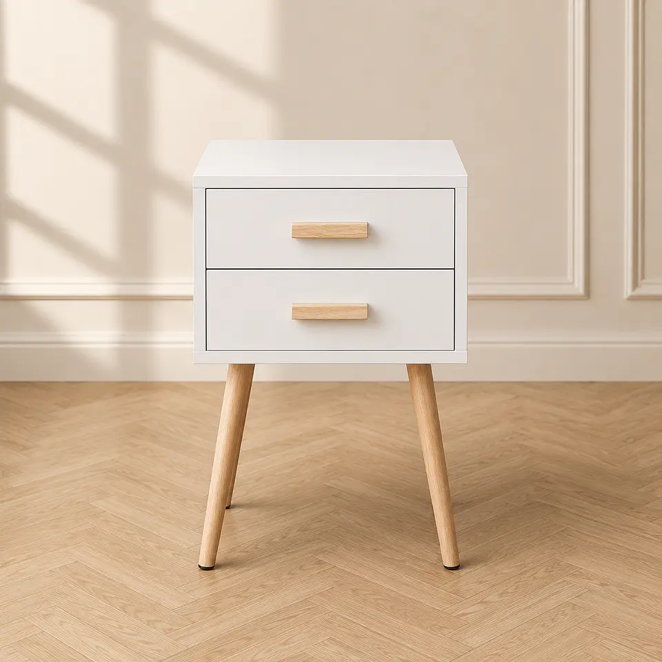 Velador Auxiliar Eames Blanco MDF Dormitorio Living 3