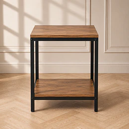 Mesa Lateral dos Niveles MDF Metal Living Dormitorio