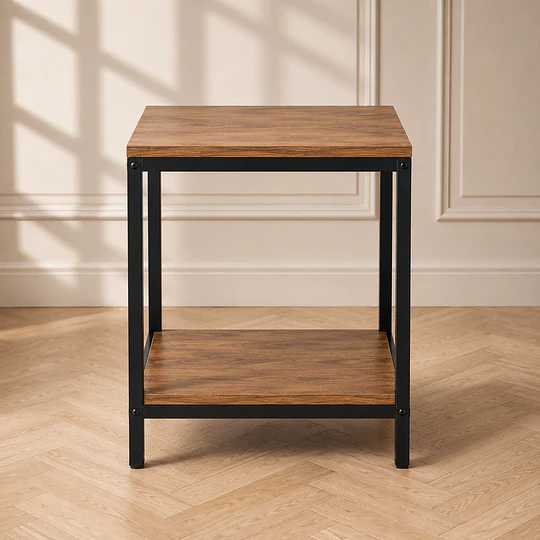 Mesa Lateral dos Niveles MDF Metal Living Dormitorio