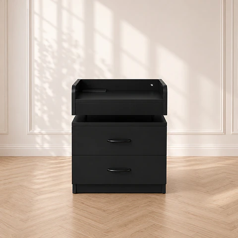Velador Auxiliar Pixel Negro MDF Dormitorio Living