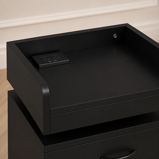Velador Auxiliar Pixel Negro MDF Dormitorio Living