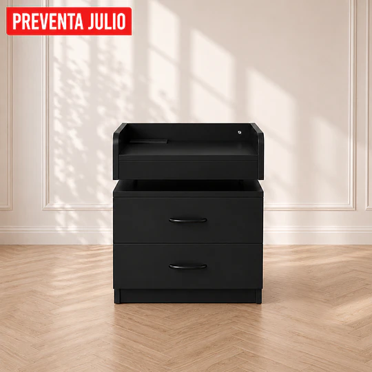 Velador Auxiliar Pixel Negro MDF Dormitorio Living