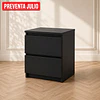 Velador Auxiliar Doble Cajón MDF Black Dormitorio Living