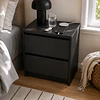 Velador Auxiliar Doble Cajón MDF Black Dormitorio Living