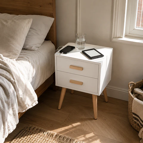 Velador Auxiliar Eames Blanco MDF Dormitorio Living